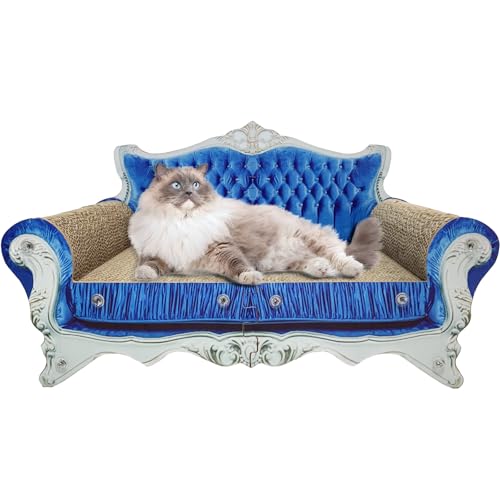 Luxus Karton Katzenkratzer Sofa Couch Bett, Couch geformt Kratzbett Brett, Kratzlounge mit Katzenminze, Kratzbaum für Indoor Cat Kitty Kätzchen Blau Luxus Karton Katzenkratzer Sofa Couch Bett, Couch geformt Kratzbett Brett, Kratzlounge mit Katzenminze, Kratzbaum für Indoor Cat Kitty Kätzchen Blau von INRLKIT