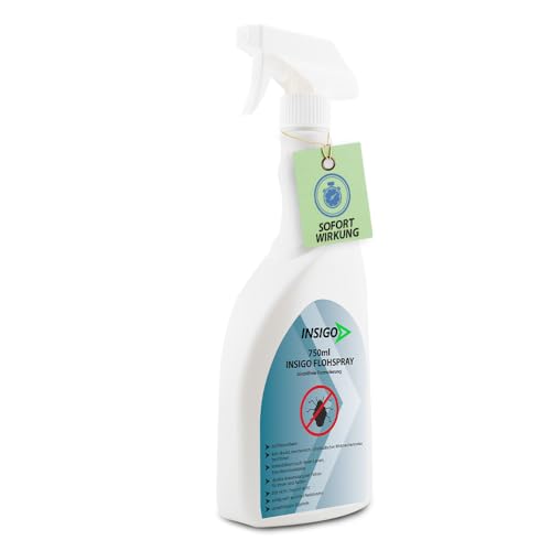INSIGO Flohspray für Wohnung und Möbel 750ml - Abwehrspray gegen Flöhe mit Sofortschutz - Floh-Spray für Hunde und Katzen - Flohmittel hochwirksam & laborgeprüft von INSIGO