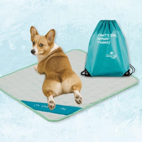 INSPECTOR TAIL 3D ChillPocket Kühlmatte für Hunde + Schnurbeutel Pack/Luftzellen für bessere Luftzirkulation/waschbares und tragbares Haustier-weiches Pad für drinnen oder draußen, Decke für Zwinger von INSPECTOR TAIL