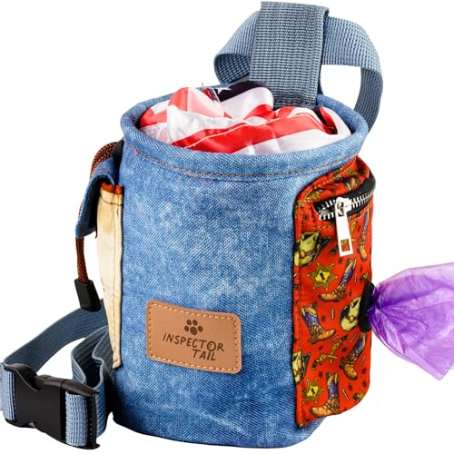 INSPECTOR TAIL Leckerli-Tasche für Hunde im Western-Cowboy-Stil zum Herausziehen, Hundetrainingstasche mit Kordelzug, luftdichtem Verschluss, um Leckerlis frisch zu halten, freihändige und INSPECTOR TAIL Leckerli-Tasche für Hunde im Western-Cowboy-Stil zum Herausziehen, Hundetrainingstasche mit Kordelzug, luftdichtem Verschluss, um Leckerlis frisch zu halten, freihändige und von INSPECTOR TAIL