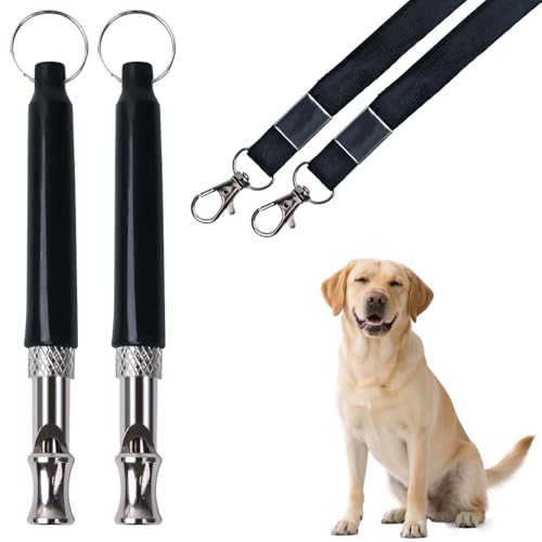 INSPUTOL 2er-Pack verstellbare Hundepfeifen mit Trageband, leise Hochfrequenzpfeifen für Rückruf und Bellkontrolle (Schwarz) von INSPUTOL