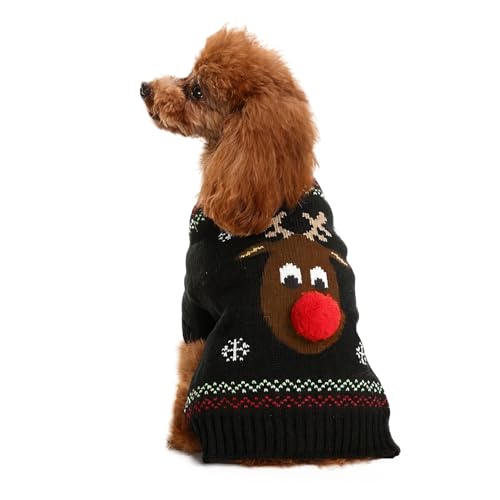 INSPUTOL Weihnachts-Hundepullover, Rentier-Motiv, warmes Strickkleid für mittelgroße und große Hunde und Katzen (Größe L, 1 Stück) von INSPUTOL