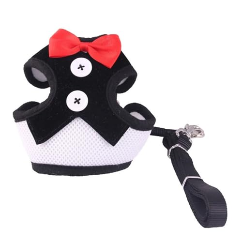 Elegante Schleife Hundehalsbänder Krawatte Zugseil Weihnachten Haustiergeschirr kompatibel mit kleinen mittelgroßen Hunden Katzen Brustgurt Hundezubehör Geschenke (Color : Black, Size : L) von INSTR