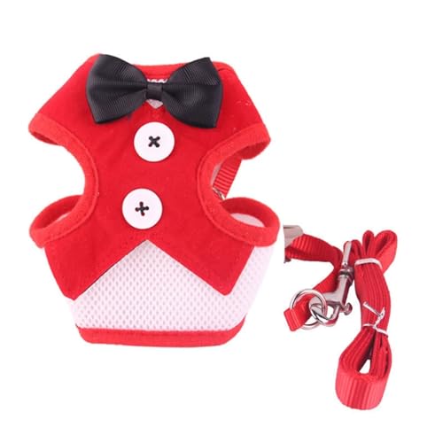 Elegante Schleife Hundehalsbänder Krawatte Zugseil Weihnachten Haustiergeschirr kompatibel mit kleinen mittelgroßen Hunden Katzen Brustgurt Hundezubehör Geschenke (Color : Red, Size : L) von INSTR
