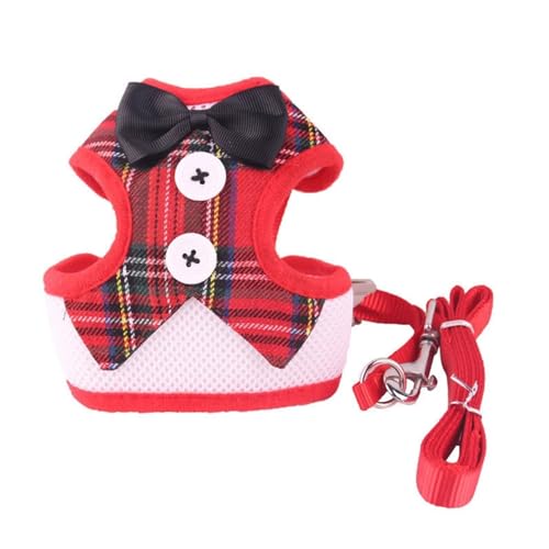 Elegante Schleife Hundehalsbänder Krawatte Zugseil Weihnachten Haustiergeschirr kompatibel mit kleinen mittelgroßen Hunden Katzen Brustgurt Hundezubehör Geschenke (Color : Red Plaid, Size : L) von INSTR