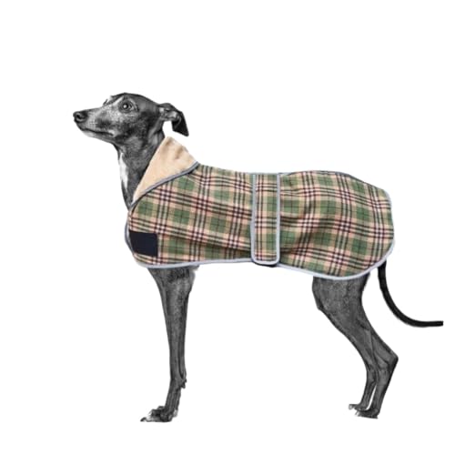 Frühling Herbst Hundemantel Reflektierende Weiche Warme Hundekleidung for Mittelgroße Hunde Britischer Stil Plaid Fleece Haustierjacke Windhund (Color : Green Plaid, Size : 3XL) von INSTR
