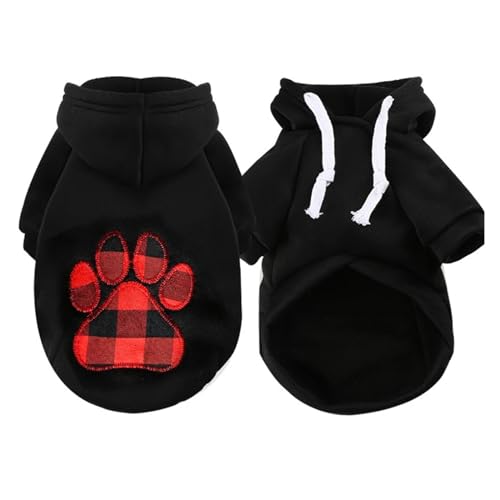 Große Hunde Hoodies Kleidung Winter Warmer Hundepullover Weiche Haustiere Kleidung Klassische Baumwolle Bulldogge Kostüm Mantel XS-5XL Zubehör (Color : Black Foot, Size : M(3-4.5kg)) von INSTR