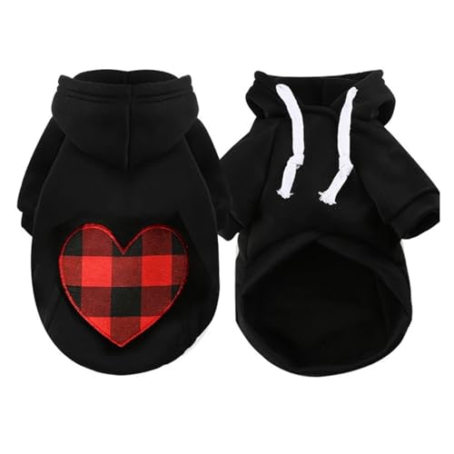 Große Hunde Hoodies Kleidung Winter Warmer Hundepullover Weiche Haustiere Kleidung Klassische Baumwolle Bulldogge Kostüm Mantel XS-5XL Zubehör (Color : Black Heart, Size : 5XL(25-45kg)) von INSTR