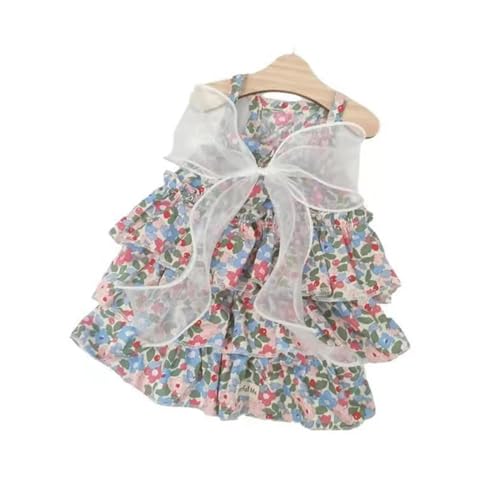 Haustier-Baumwoll-Hosenträgerrock, Haustier-Blumenrock, Hunderock, Netzkleid, Prinzessinnen-Stil, bequem, stilvoll, frisch, süß, niedliche Hundekleidung (Color : 02, Size : M) von INSTR