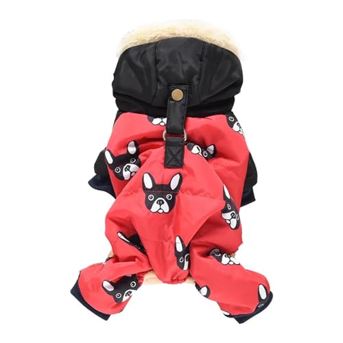 Haustier Hund Herbst und Winter Hundekleidung Vierbeiner Kleidung kompatibel mit kleinen Hunden Mode Bedruckt Rot Schwarz Farben S-XXL Größe Hundejacken (Color : Red, Size : XXL) von INSTR