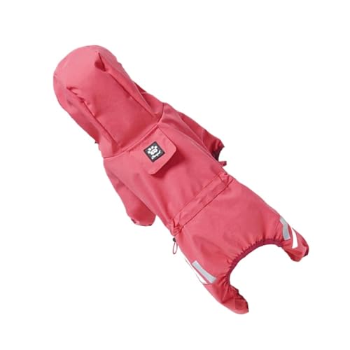 Haustier Hund Regenmantel Kapuzenkleidung Reflektierende wasserdichte Jumpsiut Jacke Mode Outdoor Atmungsaktive Kleidung Kompatibel mit kleinen mittelgroßen Hunden (Color : Red, Size : XXL) von INSTR