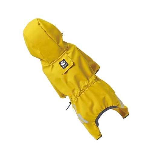 Haustier Hund Regenmantel Kapuzenkleidung Reflektierende wasserdichte Jumpsiut Jacke Mode Outdoor Atmungsaktive Kleidung Kompatibel mit kleinen mittelgroßen Hunden (Color : Yellow, Size : XL) von INSTR
