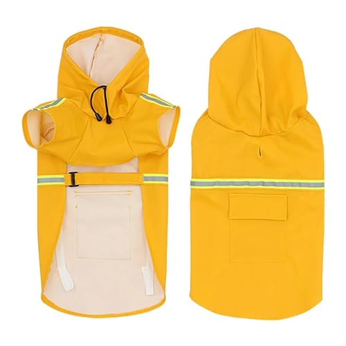 Haustier-Hunde-Regenmantel, Kleidung, zweibeiniger Umhang, Riancoat, Dicker und robuster Stoff, geeignete Größe, Gute Helligkeit (Color : Yellow Raincoat, Size : M) von INSTR