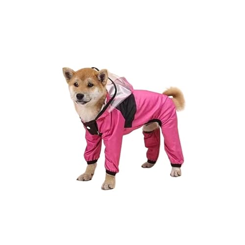 Haustier-Hunde-Regenmantel, das Hundegesicht, Haustier-Kleidung, Overall, wasserdichte Hundejacke, Wasserabweisende Hunde-Kleidung, kompatibel mit Hunde-Haustier-Mantel (Color : Pink, Size : XS) von INSTR