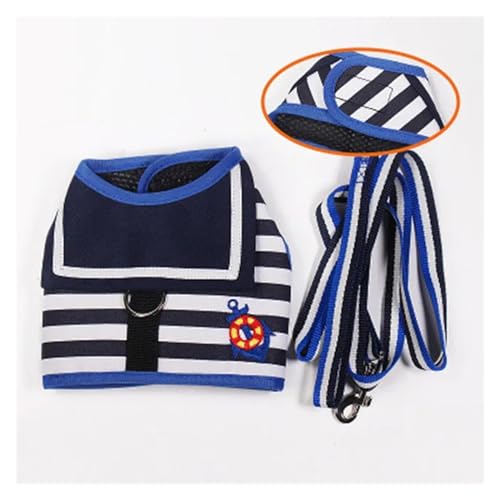 Haustier-Hundekleidung, weiches, atmungsaktives Leinen-Set im Marineblau-Stil, kompatibel mit kleinen mittelgroßen Hunden, Chihuahua, Welpenhalsband, Katze, Brustgurt for Hunde (Color : Blue Black, Haustier-Hundekleidung, weiches, atmungsaktives Leinen-Set im Marineblau-Stil, kompatibel mit kleinen mittelgroßen Hunden, Chihuahua, Welpenhalsband, Katze, Brustgurt for Hunde (Color : Blue Black, von INSTR