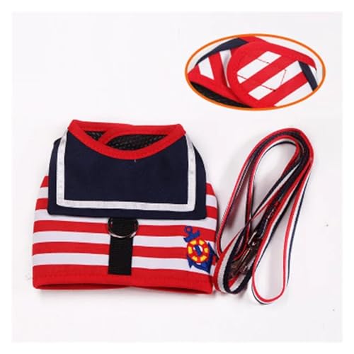 Haustier-Hundekleidung, weiches, atmungsaktives Leinen-Set im Marineblau-Stil, kompatibel mit kleinen mittelgroßen Hunden, Chihuahua, Welpenhalsband, Katze, Brustgurt for Hunde (Color : Red, Size : Haustier-Hundekleidung, weiches, atmungsaktives Leinen-Set im Marineblau-Stil, kompatibel mit kleinen mittelgroßen Hunden, Chihuahua, Welpenhalsband, Katze, Brustgurt for Hunde (Color : Red, Size : von INSTR