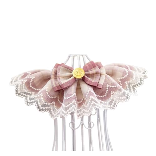 Haustier-Lätzchen, rosa Kariertes Band, Fliege for Hunde, Organza-Baumwoll-Gaze, Hunde-Halskette, Lätzchen, Katzen-Zubehör, spezielle Haustierprodukte for Kätzchen (Color : Pink, Size : L- for neck3 Haustier-Lätzchen, rosa Kariertes Band, Fliege for Hunde, Organza-Baumwoll-Gaze, Hunde-Halskette, Lätzchen, Katzen-Zubehör, spezielle Haustierprodukte for Kätzchen (Color : Pink, Size : L- for neck3 von INSTR