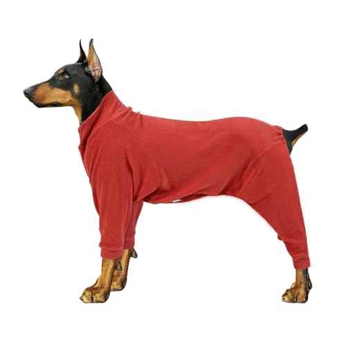 Haustier Winter Enge Warme Vierbeiner Baumwolle Gepolsterte Kleidung Hund Hohe Stretch Pyjamas Rollkragenpullover Hemd Bequeme Weste (Color : Red, Size : 2XL) von INSTR