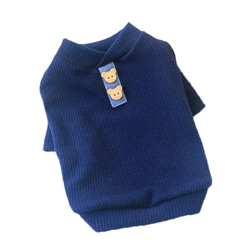 Hoher Kragen, elastisches Bodenshirt, gestreifte Kleidung for Hunde, Welpen, Baumwolle, Warmer Pullover, kompatibel mit Hunden und Katzen, Pullover, Kostümbekleidung (Color : Blue, Size : S-1.0-2.0K von INSTR