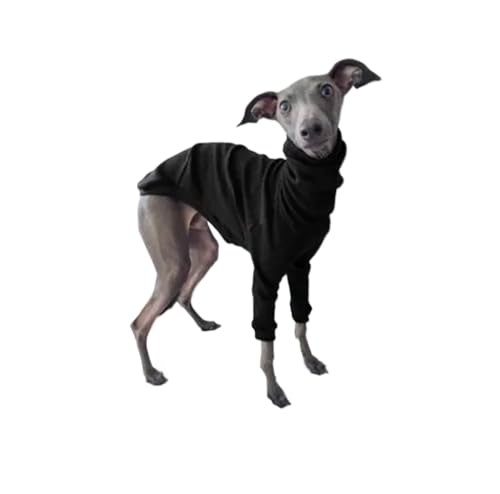 Hund Kleidung Frühling Herbst Hohe Kragen Zweibeinigen Haustier Kleidung Greyhound Whippet Rollkragen Pyjamas Warme Kleidung Hund Liefert (Color : Black, Size : L) von INSTR