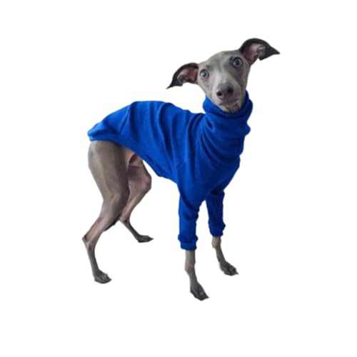 Hund Kleidung Frühling Herbst Hohe Kragen Zweibeinigen Haustier Kleidung Greyhound Whippet Rollkragen Pyjamas Warme Kleidung Hund Liefert (Color : Blue, Size : 3XL) von INSTR