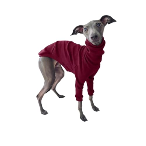 Hund Kleidung Frühling Herbst Hohe Kragen Zweibeinigen Haustier Kleidung Greyhound Whippet Rollkragen Pyjamas Warme Kleidung Hund Liefert (Color : Burgundy, Size : M) von INSTR