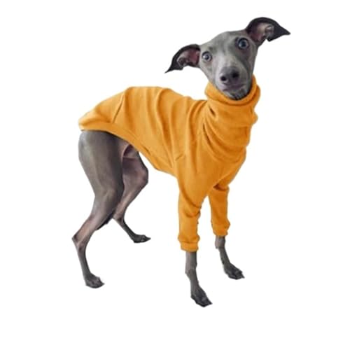 Hund Kleidung Frühling Herbst Hohe Kragen Zweibeinigen Haustier Kleidung Greyhound Whippet Rollkragen Pyjamas Warme Kleidung Hund Liefert (Color : Orange, Size : S) von INSTR