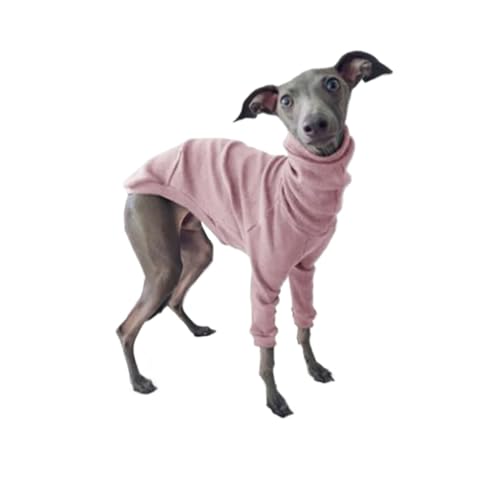 Hund Kleidung Frühling Herbst Hohe Kragen Zweibeinigen Haustier Kleidung Greyhound Whippet Rollkragen Pyjamas Warme Kleidung Hund Liefert (Color : Pink, Size : L) von INSTR