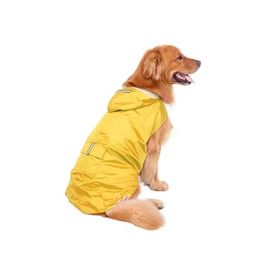 Hund Regenmantel wasserdichte Hoodie Jacke Regen Poncho Haustier Regenbekleidung Kleidung Mit Reflektierende Streifen Outdoor Hunde Regenmantel Zubehör (Color : Yellow, Size : 6XL) von INSTR