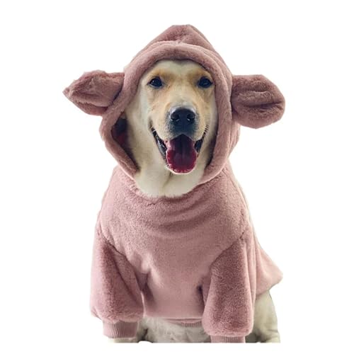 Hunde-Kapuzenjacke, warme Winterkleidung for Haustiere, kompatibel mit mittelgroßen und großen Hunden, Fleece-Hundejacke mit Hut, niedliche, einfarbige Hunde-Winterkleidung (Color : Pink, Size : 10 von INSTR
