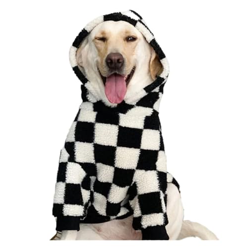 Hunde-Kapuzenjacke, warme Winterkleidung for Haustiere, kompatibel mit mittelgroßen und großen Hunden, Fleece-Hundejacke mit Hut, niedliche, einfarbige Hunde-Winterkleidung (Color : Plaid, Size : 8 von INSTR