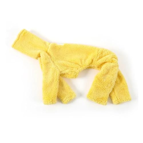 Hunde-Overalls aus Korallenfleece, warme Winter-Hundekleidung, kompatibel mit italienischen Windhunden, Whippets, Deerhounds, Bedlington Terrier, vierbeiniger Pyjama (Color : Yellow, Size : M) von INSTR