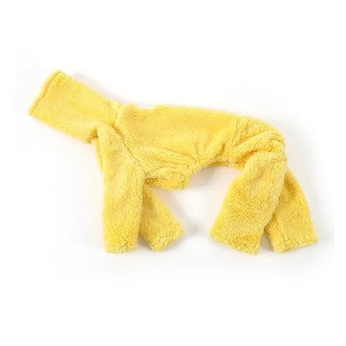 Hunde-Overalls aus Korallenfleece, warme Winter-Hundekleidung, kompatibel mit italienischen Windhunden, Whippets, Deerhounds, Bedlington Terrier, vierbeiniger Pyjama (Color : Yellow, Size : XXL) von INSTR
