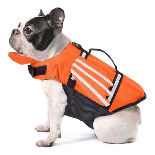 Hunde-Schwimmweste, Flügel-Design, Haustier-Schwimmweste, Hunde-Schwimmweste, Rettungsweste, Badeanzug mit Griff, kompatibel mit Schwimmbad, Strand, Bootfahren (Color : Orange, Size : L) von INSTR