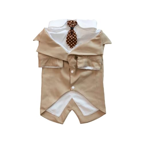 Hunde-Smoking, Formeller Hundeanzug for Hochzeit, Graues Haustier-Hochzeitskleid Mit Verstellbarer Fliege, Welpen-Prinzen-Outfit for Kleine Große Hunde (Color : Khaki, Size : 6XL) von INSTR