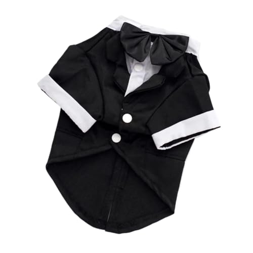 Hunde-Smoking, Hundeanzug, Welpe, Haustier, Smoking, Hochzeit, Party, Kostüm, Hundeprinz, Fliege, Hemd, formelle Hundekleidung, Hunde- und Katzenkleidung (Color : Black, Size : M) von INSTR