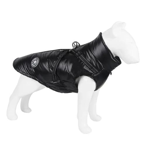 Hundejacke mit Geschirr, warme Winter-Hundekleidung, kompatibel mit kleinen und mittelgroßen Hunden, wasserdichter Haustiermantel, Chihuahua-Kostüm for französische Bulldogge (Color : Black, Size : von INSTR