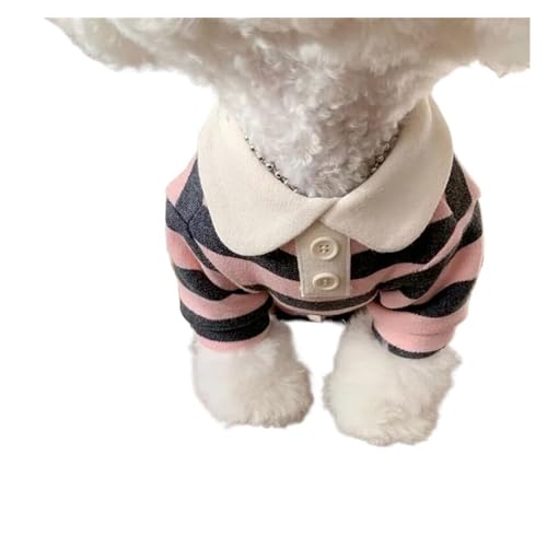 Hundekleidung, Schnauzer, Teddy, York Shire, Poloshirt, Sommerkleid, gestreift, Haustier-T-Shirt, Hundekostüm, weicher Pullover, Anzug for Hundewelpen (Color : Pink, Size : XS) von INSTR