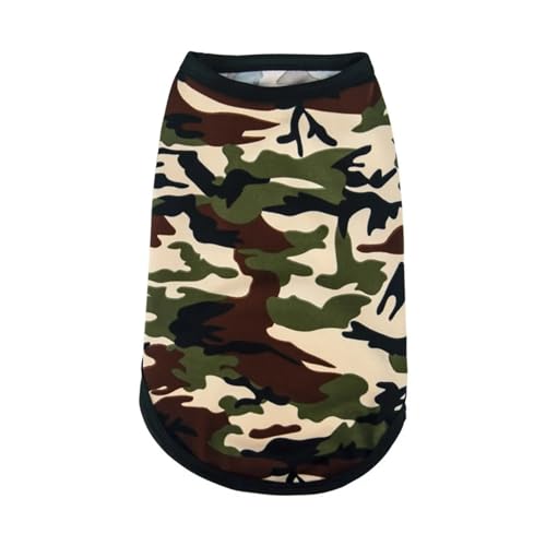 Hundekleidung, Tarnweste, kompatibel mit kleinen Hunden, Haustier-Welpen-T-Shirt, Bequeme Haustierkleidung, Heimtierbedarf, Frühling und Sommer (Color : Army Green, Size : M(2.5-3.5KG)) von INSTR