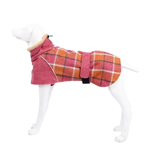 Hundekleidung, Winter, dick, warm, Hundejacke for kleine und große Hunde, reflektierend, Winddicht, Haustierkleidung, kariert, Strom, Schnee, Hundemantel, 3XL (Color : Pink, Size : S) von INSTR