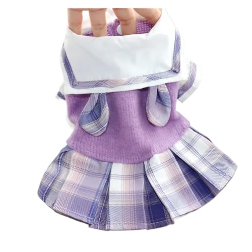 Hundekleidung Süßes Welpenkleid Herbst Winter Süßer JK Rock Katze Hundegeschirr Strickpullover Warmer Mantel Chihuahua Yorkshire Pudel (Color : Purple, Size : M) von INSTR