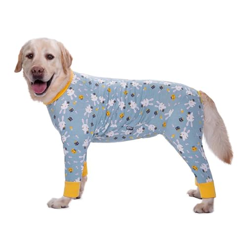 Hundekleidungs-Pyjama for mittelgroße und große Hunde, weicher, gemütlicher Hunde-Overall, vollständig bedeckter Bauch, Haustier-Erholungsanzug for Mädchen, Jungen, Hunde, schneidbar (Color : Grey Bl von INSTR