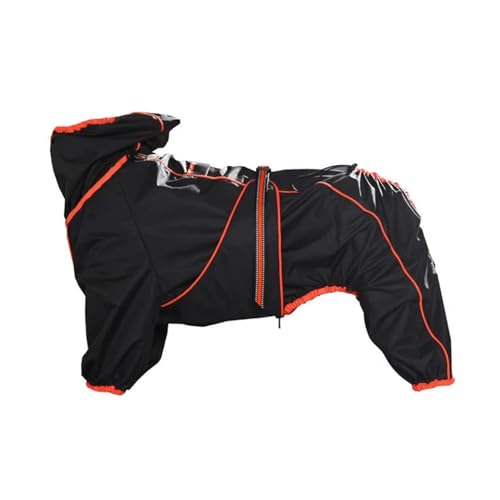 Hunderegenmantel for große Hunde, weich, atmungsaktiv, schneesicher, Winddicht, Haustier-Regenjacke, sicherer, wasserdichter Outdoor-Hundemantel mit Beinen (Color : Black, Size : 4XL 40-55kg) von INSTR