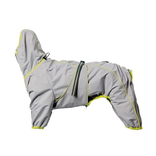 Hunderegenmantel for große Hunde, weich, atmungsaktiv, schneesicher, Winddicht, Haustier-Regenjacke, sicherer, wasserdichter Outdoor-Hundemantel mit Beinen (Color : Grey, Size : 2XL 22.5-30kg) von INSTR