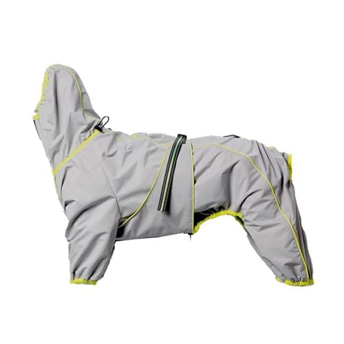 Hunderegenmantel for große Hunde, weich, atmungsaktiv, schneesicher, Winddicht, Haustier-Regenjacke, sicherer, wasserdichter Outdoor-Hundemantel mit Beinen (Color : Grey, Size : XL 17.5-22.5kg) von INSTR