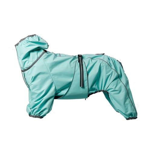 Hunderegenmantel for große Hunde, weich, atmungsaktiv, schneesicher, Winddicht, Haustier-Regenjacke, sicherer, wasserdichter Outdoor-Hundemantel mit Beinen (Color : Turquoise, Size : 2XL 22.5-30kg) von INSTR