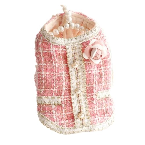 Hundeweste Kleidung Winterkleidung Katze Prinzessin Kleine duftende windbeschnittene Baumwollweste Kleine Welpenkleidung (Color : Pink, Size : S) von INSTR