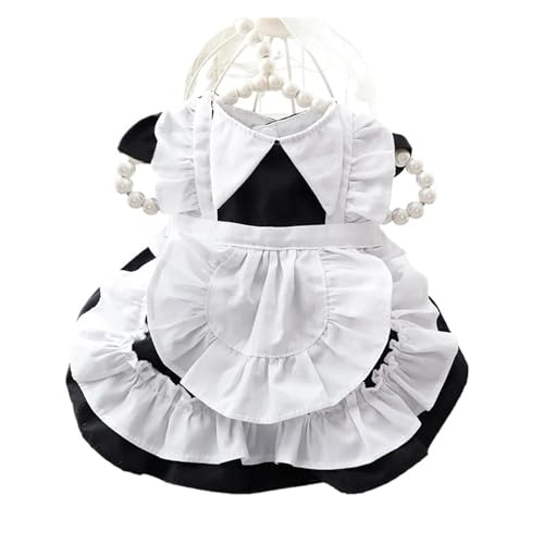 Katze Maid Kleid Haustier Outfit Kleidung Sommer Katzen Prinzessin Rock Schwarz Diakonin Anime Maid Lolita Kleine Hunde Teddy Haustier (Color : Black, Size : L(4.5-5.5kg)) von INSTR