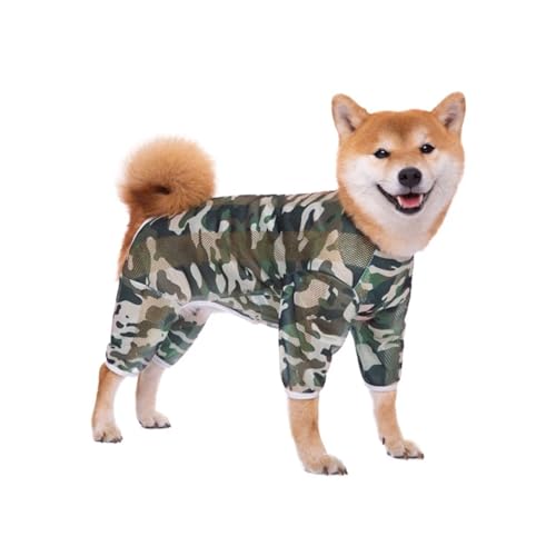 Kühlweste for große Hunde, Sommerkleidung for Hunde, atmungsaktives T-Shirt, kompatibel mit mittelgroßen Hunden, Netz-Overall for Hunde, Kühlzubehör for Hunde (Color : A-camo, Size : 7XL) von INSTR
