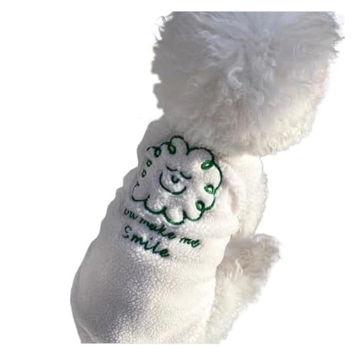Lächelnde Hundekleidung, Herbst- und Winterkleidung, warme Haustierweste, offener Welpe, modische Baumwollkleidung, weiche Haustierkleidung (Color : White, Size : M) von INSTR